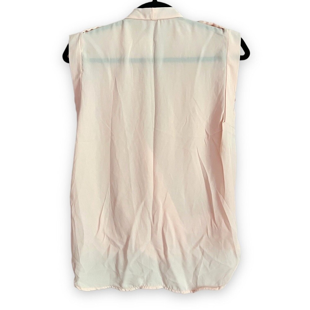 Women's Wrap Top Blouse Pink Chiffon Sheer Draped Open Front Shirt Medium M - Picture 2 of 12